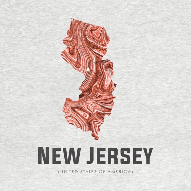 New Jersey state map abstract brown by StudioGrafiikka